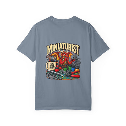 Miniaturist Dragon Painter Paint Build Repeat T-Shirt | Miniature Painting Hobby Tee