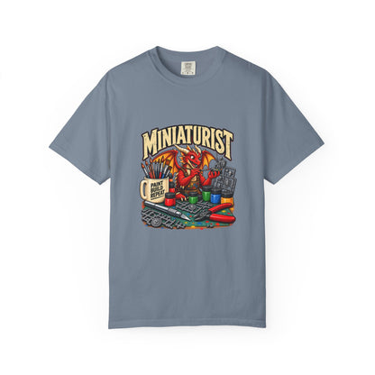 Miniaturist Dragon Painter Paint Build Repeat T-Shirt | Miniature Painting Hobby Tee