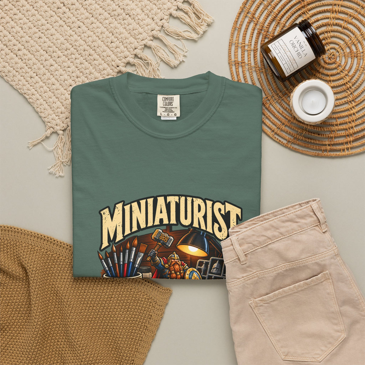 Miniaturist Dwarf Paint Build Repeat T-Shirt | Miniature Painting Hobby Tee