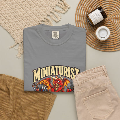 Miniaturist Dragon Painter Paint Build Repeat T-Shirt | Miniature Painting Hobby Tee