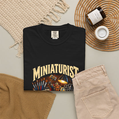 Miniaturist Dwarf Paint Build Repeat T-Shirt | Miniature Painting Hobby Tee