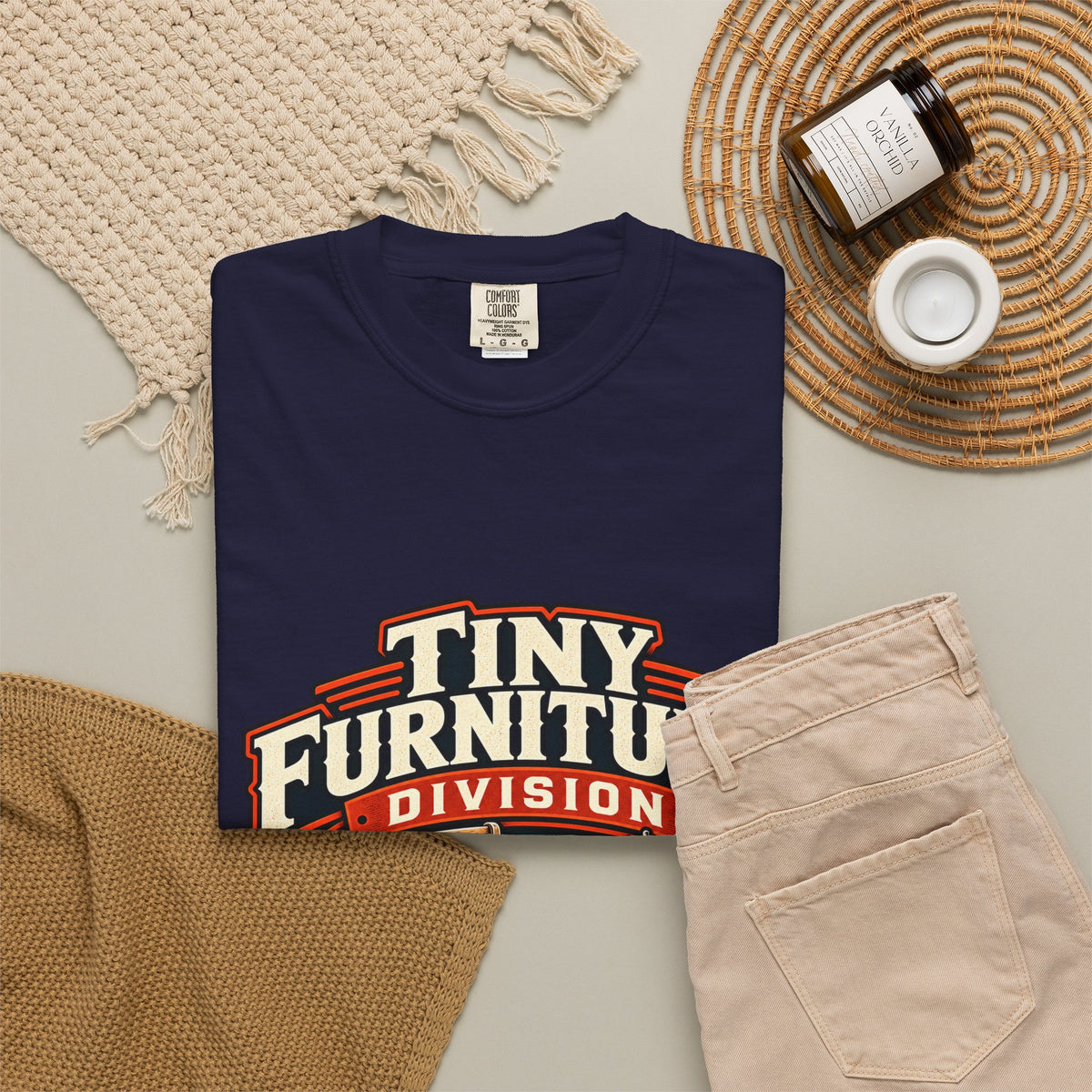 Vintage miniature furniture workshop graphic tee for 1:12 scale hobbyists