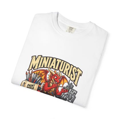 Miniaturist Dragon Painter Paint Build Repeat T-Shirt | Miniature Painting Hobby Tee
