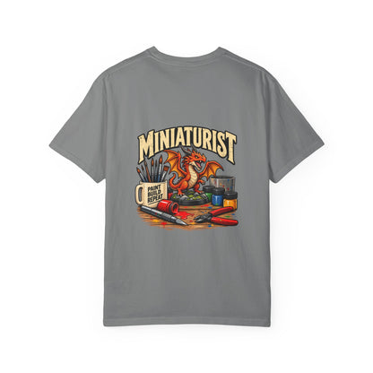 Miniaturist Dragon Paint Build Repeat T-Shirt | Miniature Painting Hobby Tee