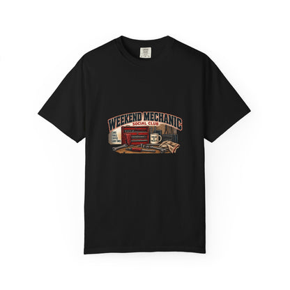 Weekend Mechanic Social Club T-Shirt | Retro Garage Workshop Tee