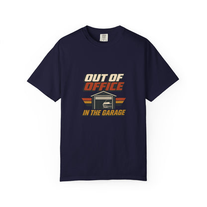 Out of Office In the Garage T-Shirt | Retro Garage Car Tee