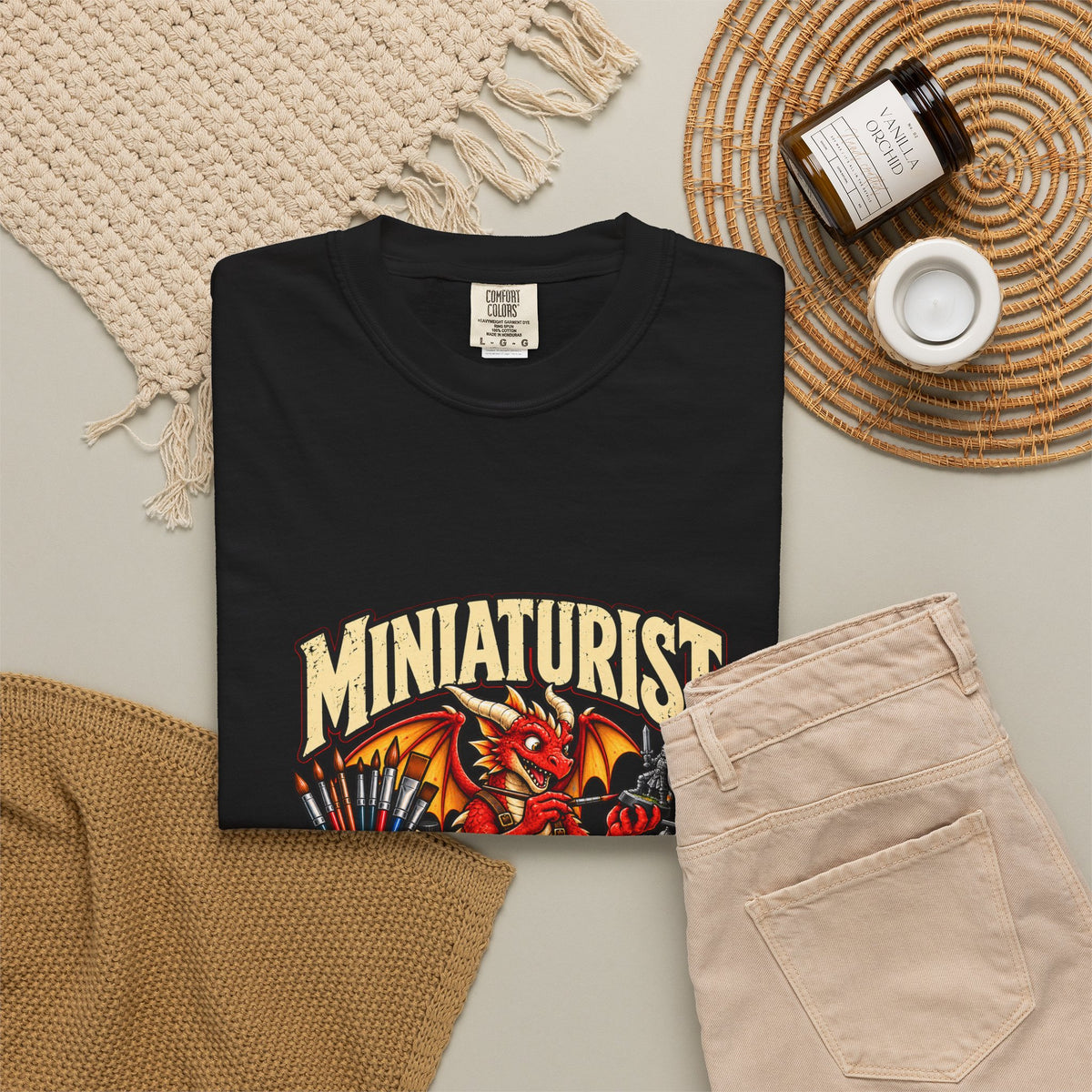 Miniaturist Dragon Painter Paint Build Repeat T-Shirt | Miniature Painting Hobby Tee
