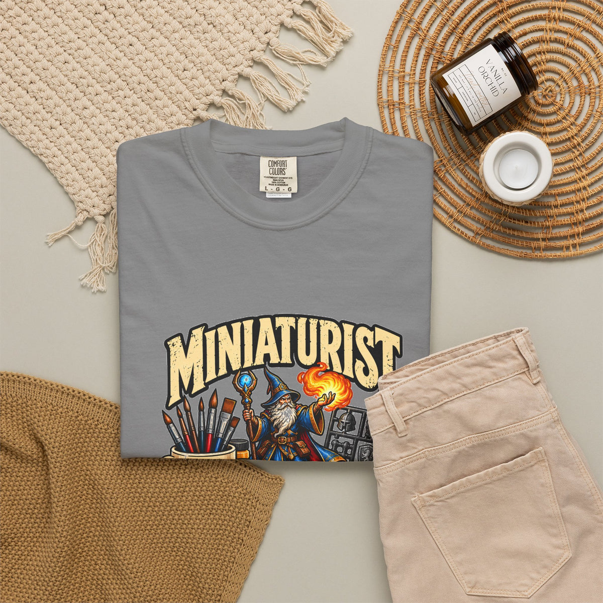 Miniaturist Wizard Paint Build Repeat T-Shirt | Miniature Painting Hobby Tee