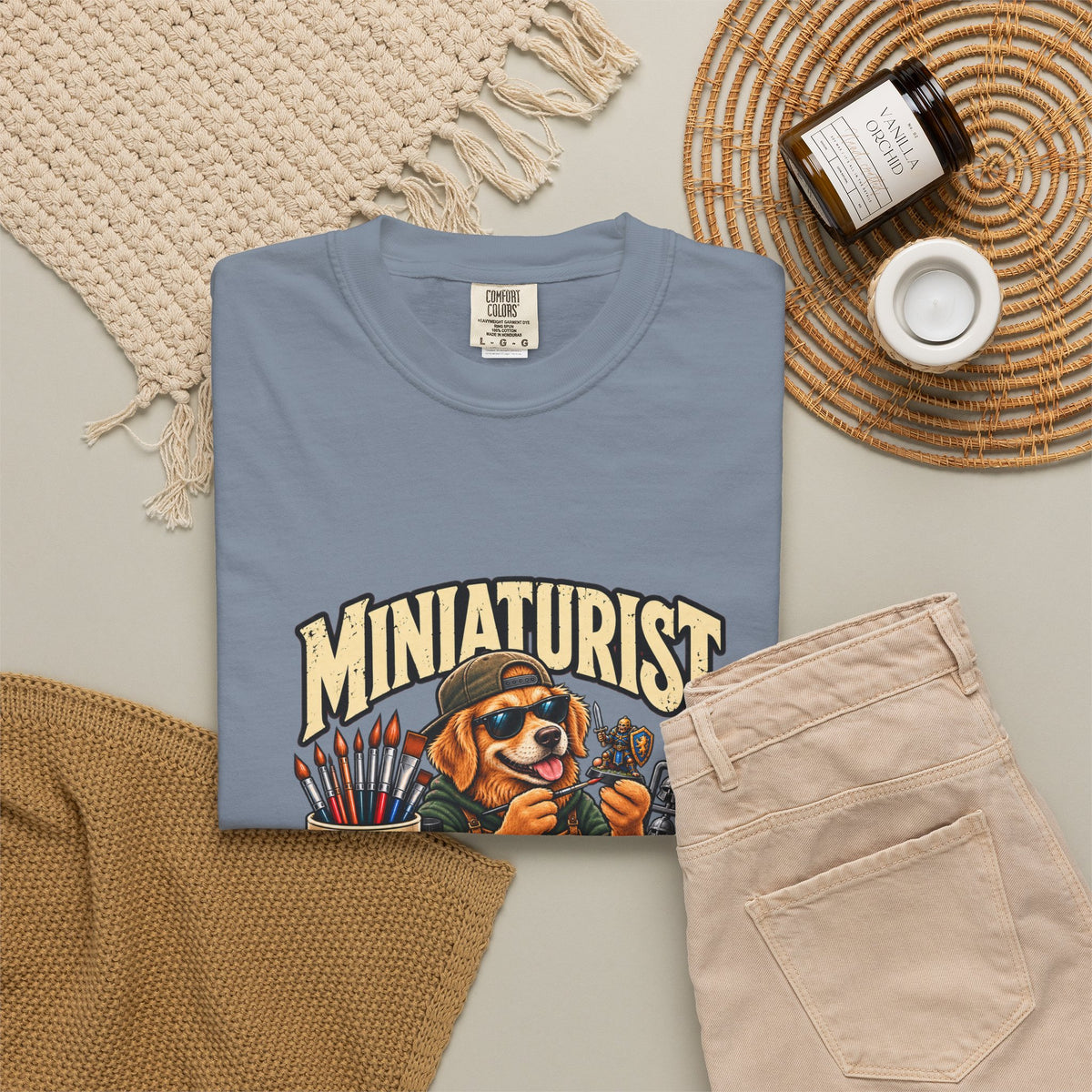 Miniaturist Dog Painter Paint Build Repeat T-Shirt | Miniature Painting Hobby Tee