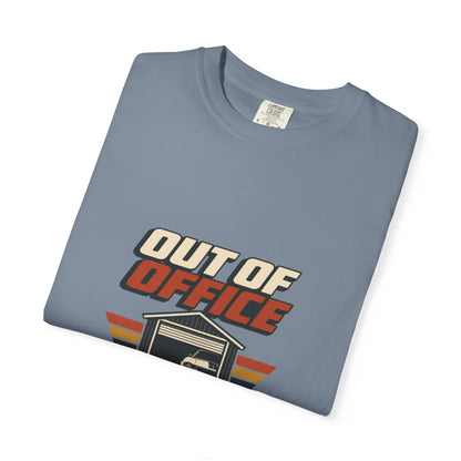 Out of Office In the Garage T-Shirt | Retro Garage Car Tee