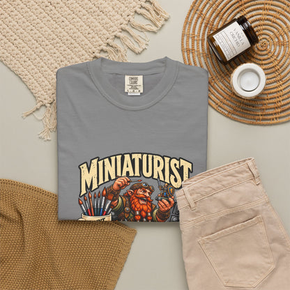 Miniaturist Dwarf Painter Paint Build Repeat T-Shirt | Miniature Painting Hobby Tee