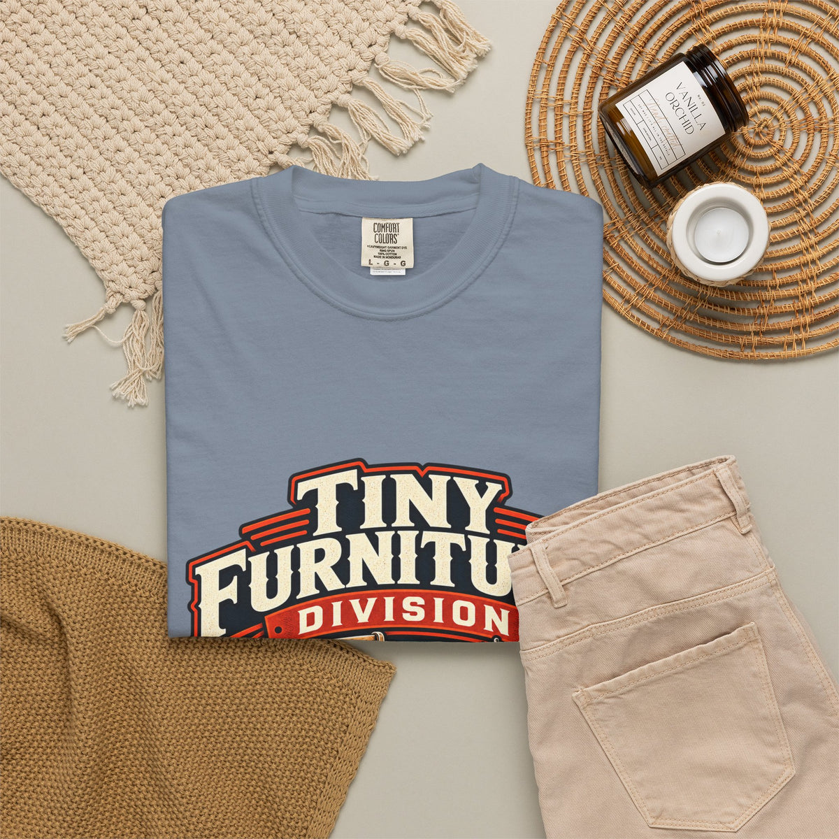 Vintage miniature furniture workshop graphic tee for 1:12 scale hobbyists
