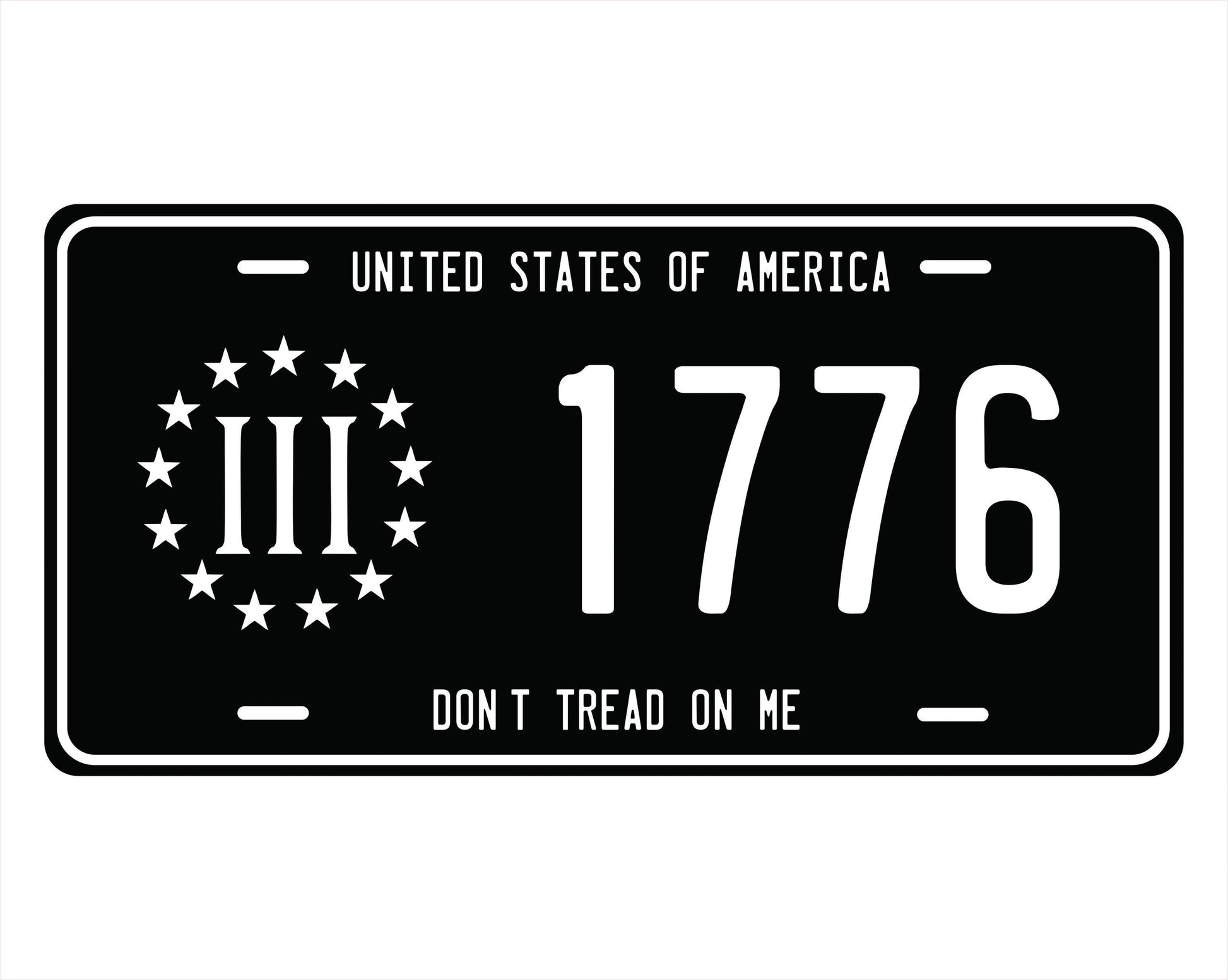 Three Percent 1776 License Plate Don't Tread On Me Auto Tag by Flood City Fabrications