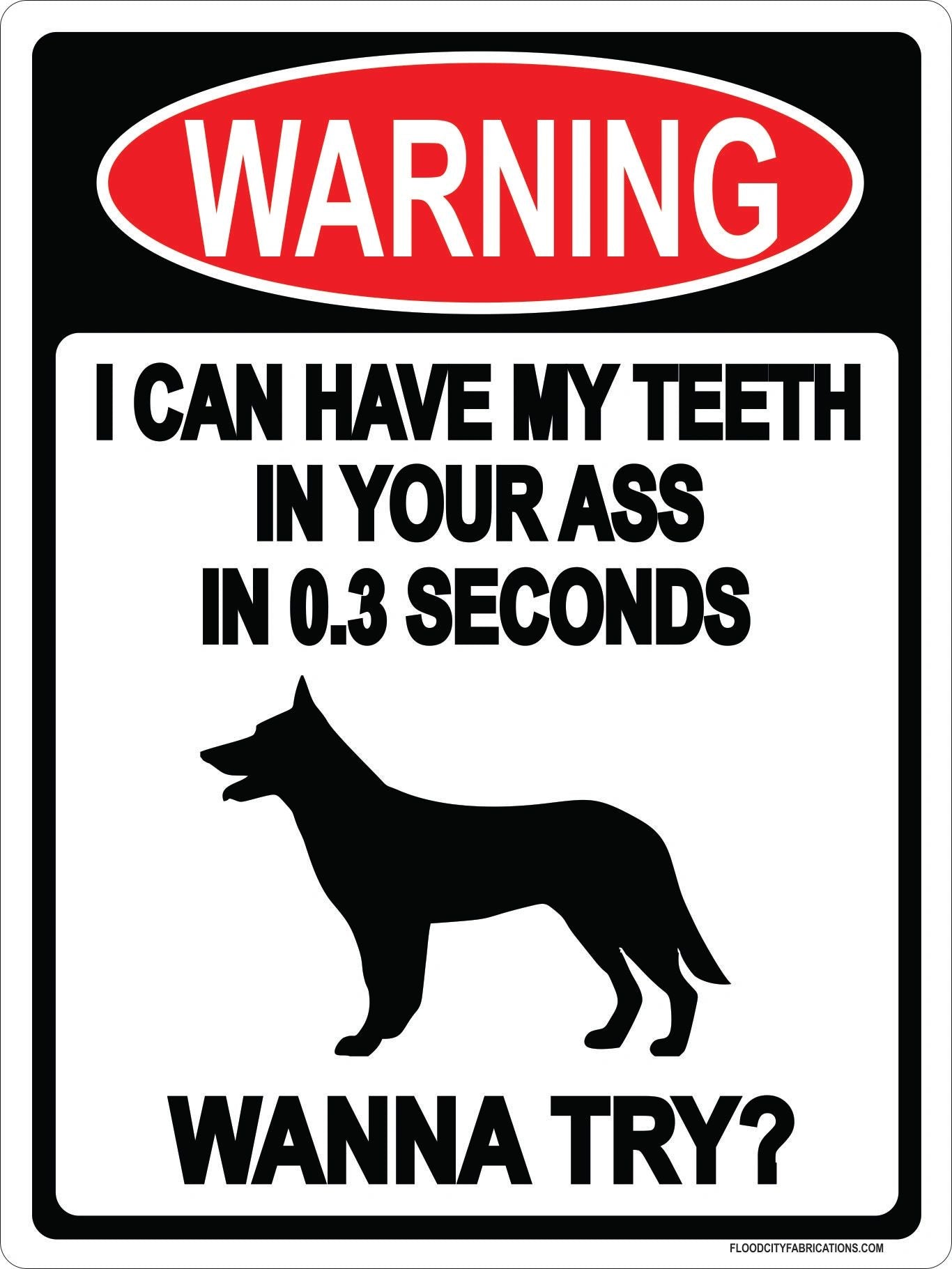 Beware of Dog Warning I can have my teeth in your ass in by Flood City Fabrications