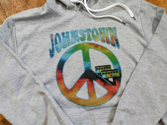 Johnstown PA Tie Dye Peace Sign Hoodie by Flood City Fabrications