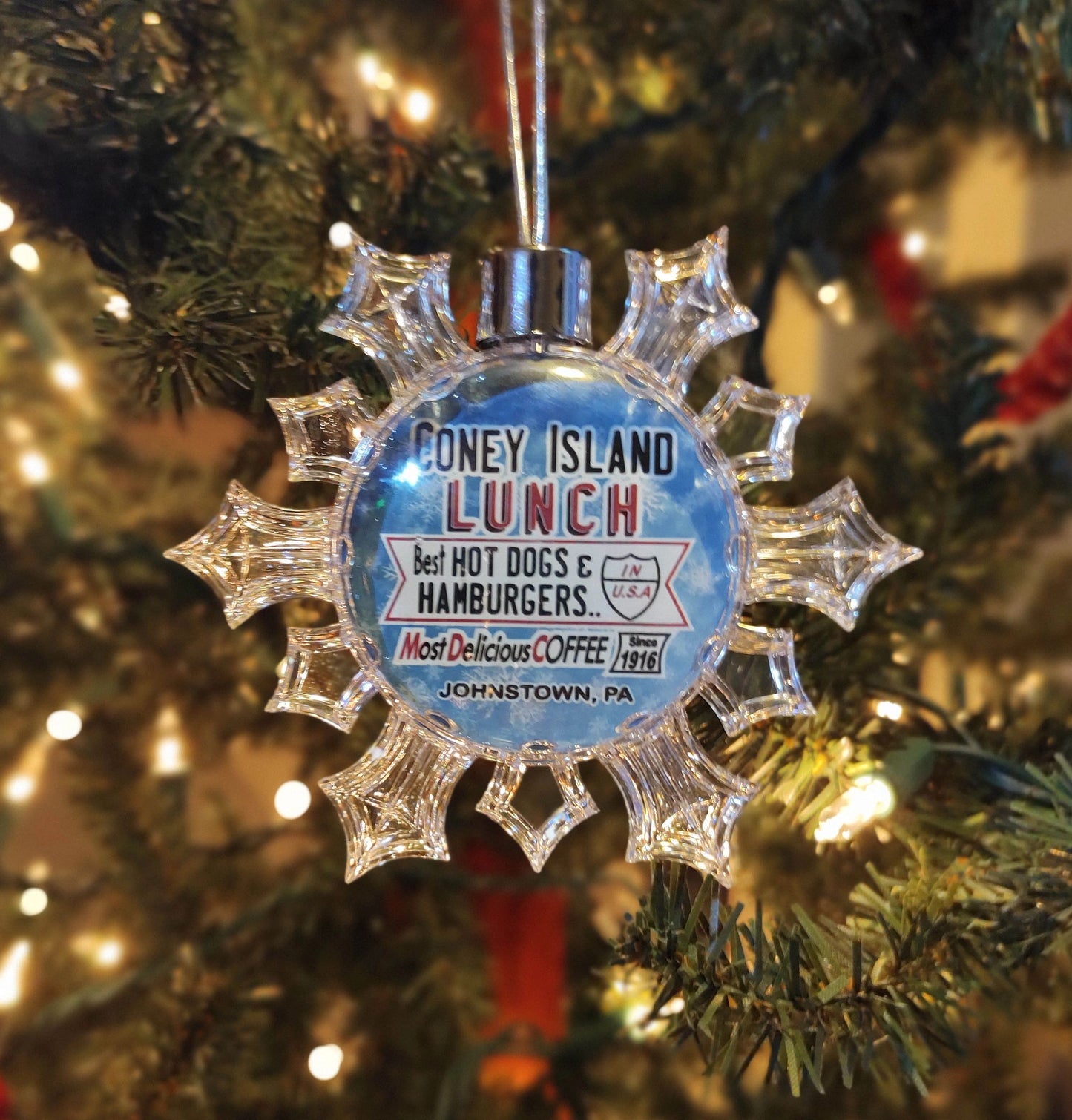 Coney Island Johnstown Christmas Ornament 3D Snowflake by Flood City Fabrications