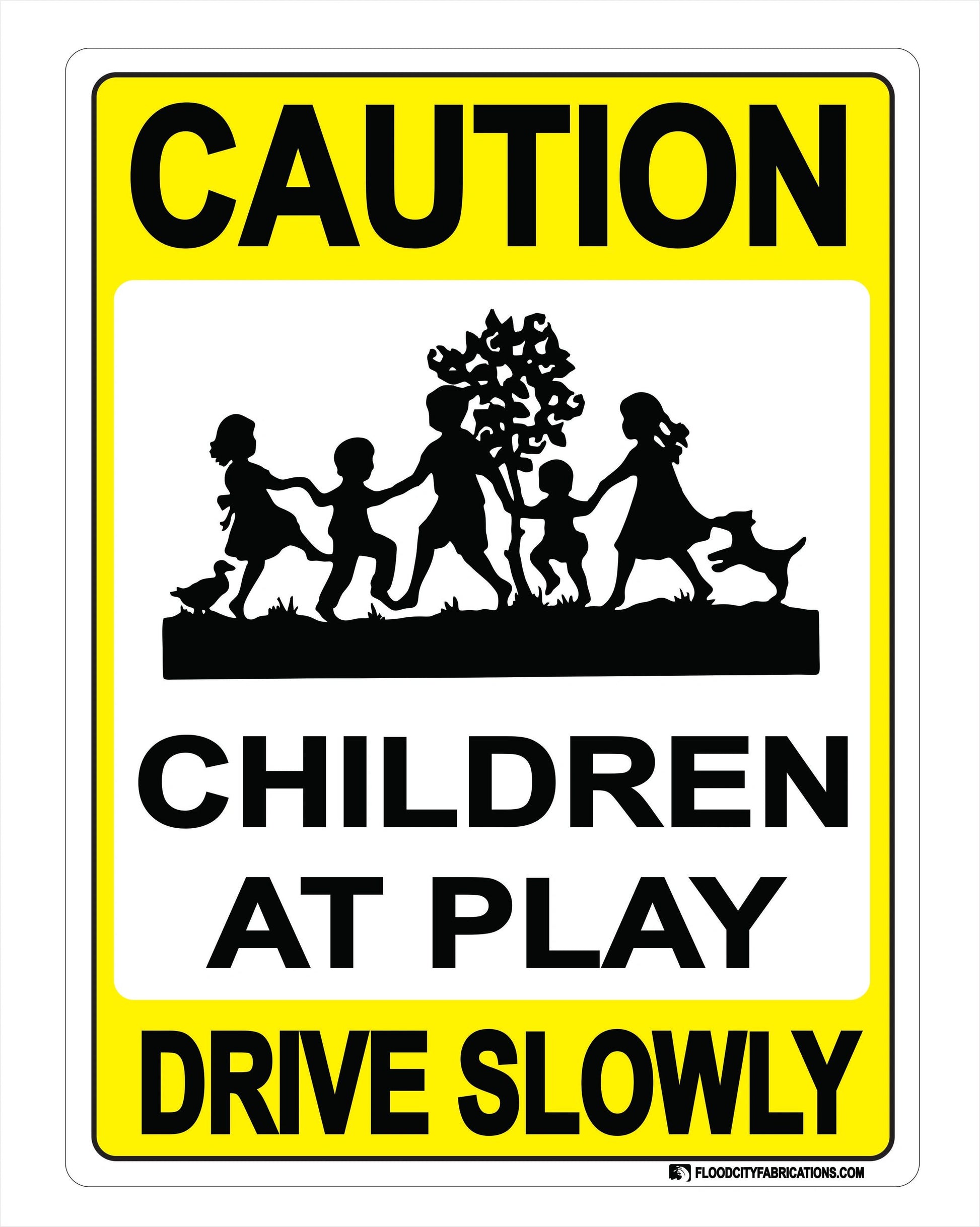 Caution Children At Play Sign Drive Slowly Keep Kids Safe by Flood City Fabrications