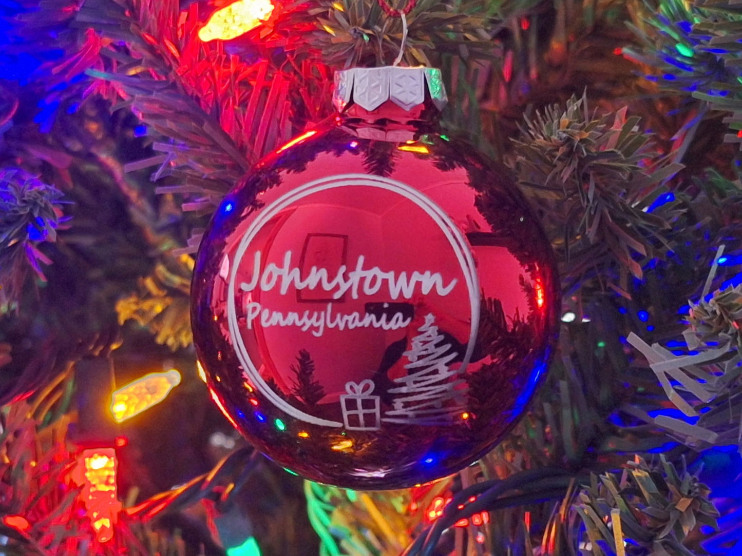 Johnstown Pennsylvania Christmas Ornament 3" Glass Ball – alternate product view