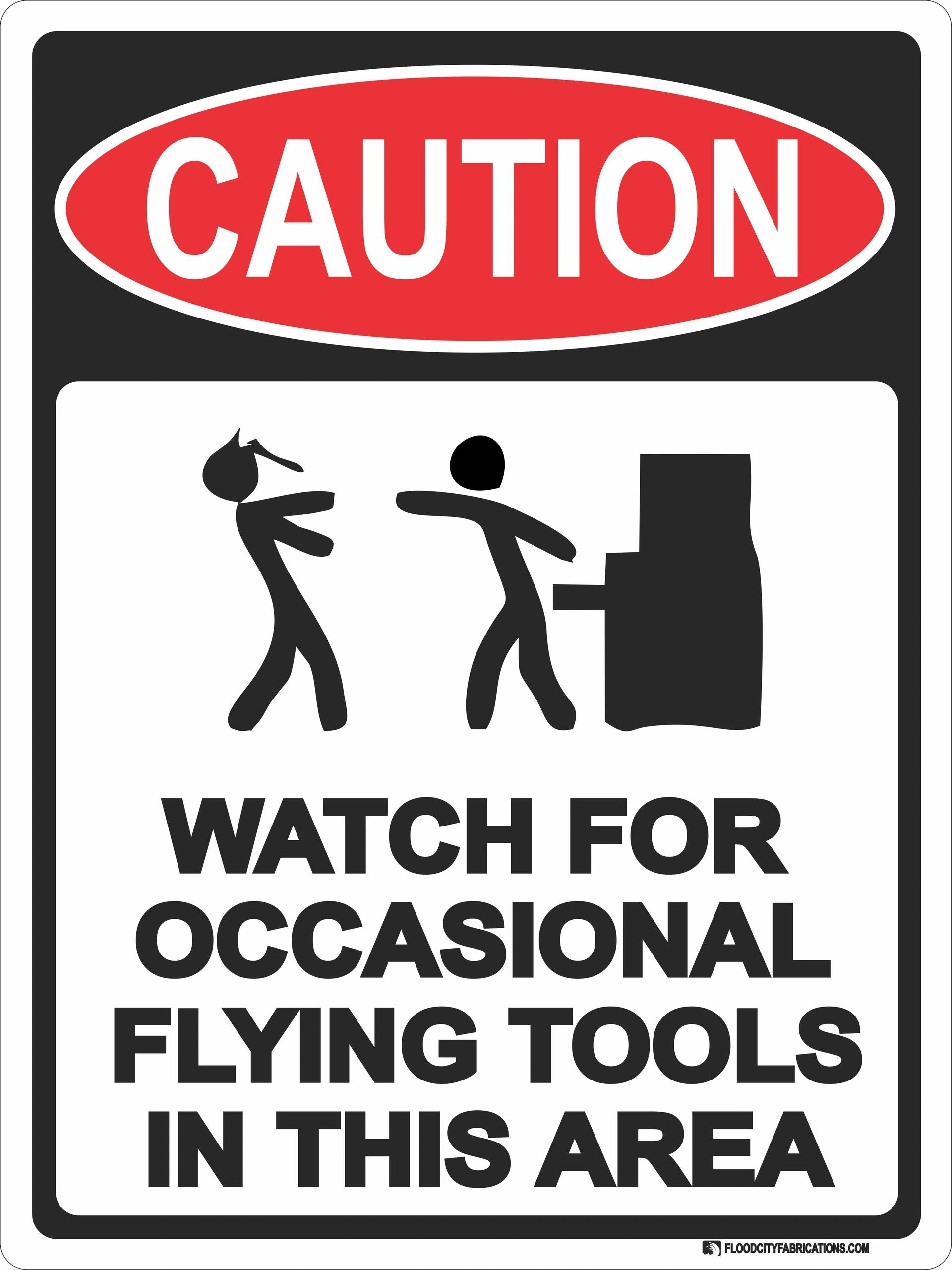 Watch For Flying Tools Caution Sign Mechanic Garage Gift Gag by Flood City Fabrications
