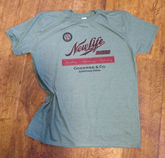 New Life Goenner Beer Johnstown PA T-Shirt by Flood City Fabrications
