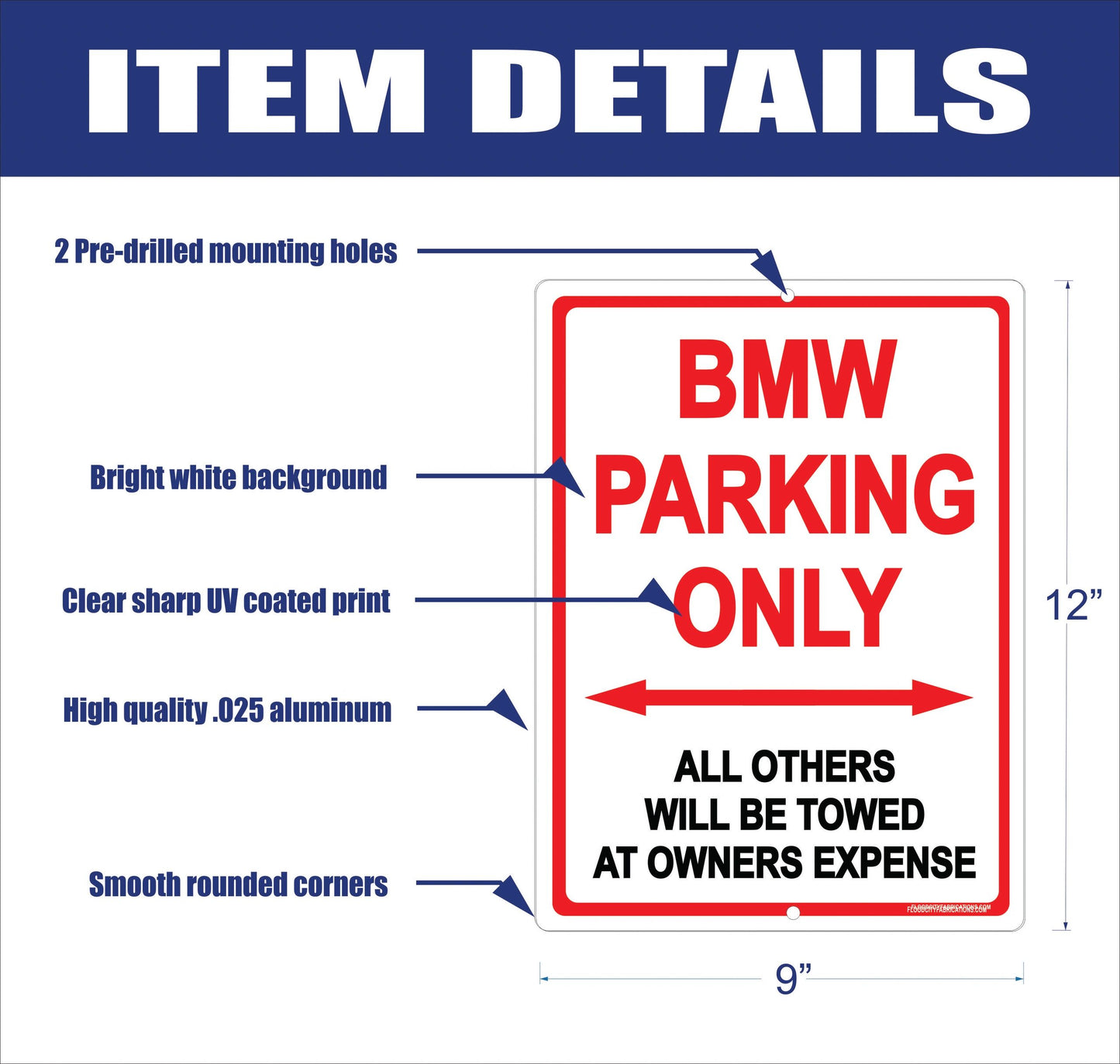 BMW Parking Only Sign – alternate product view