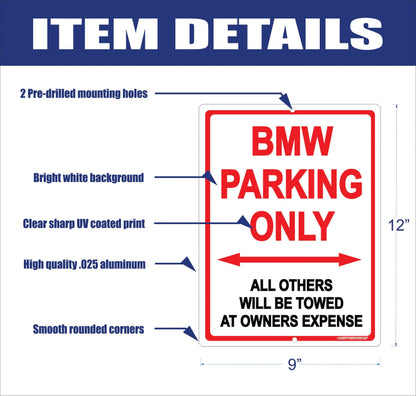 BMW Parking Only Sign – alternate product view
