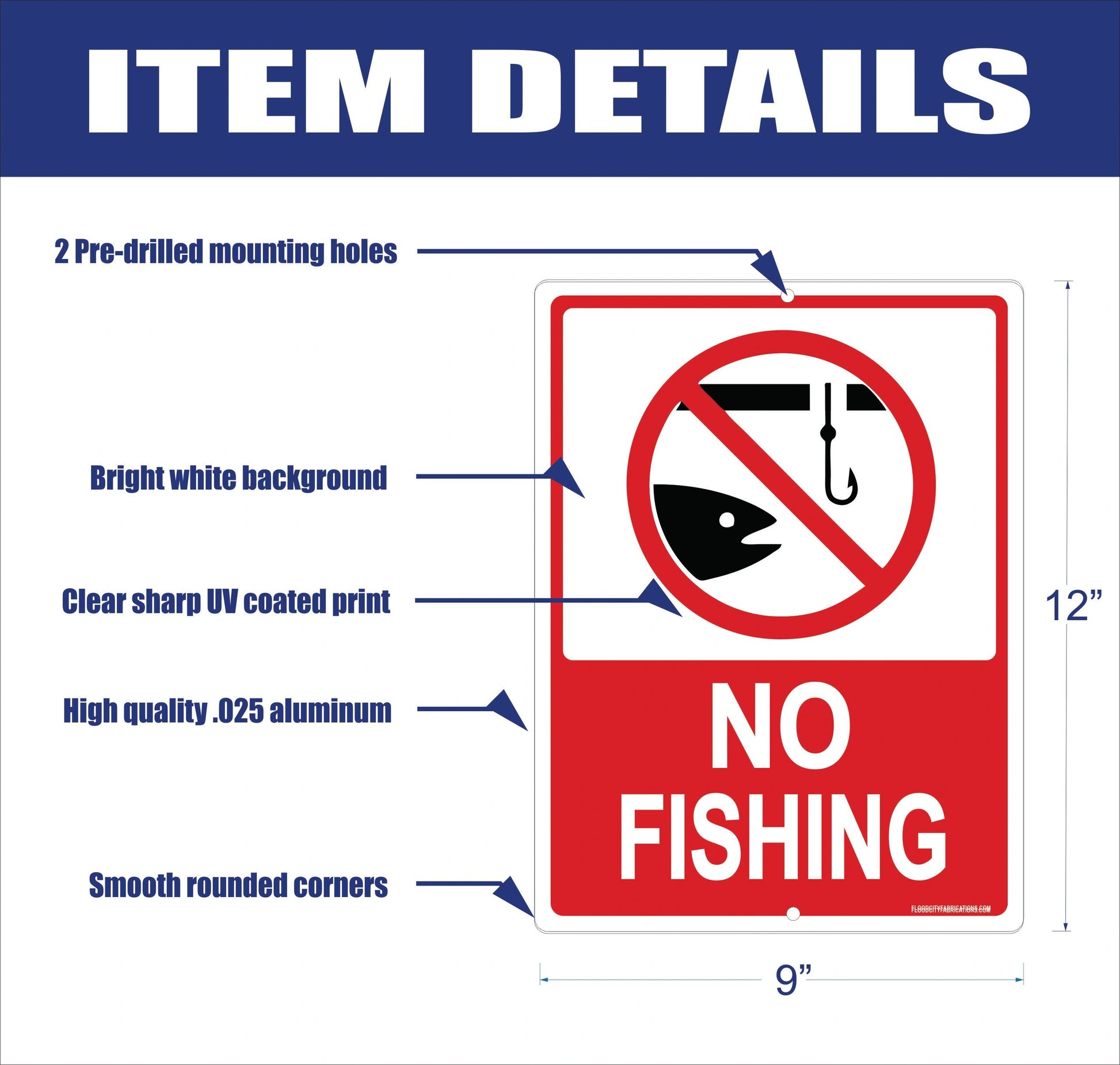 No Fishing Metal Sign – alternate product view