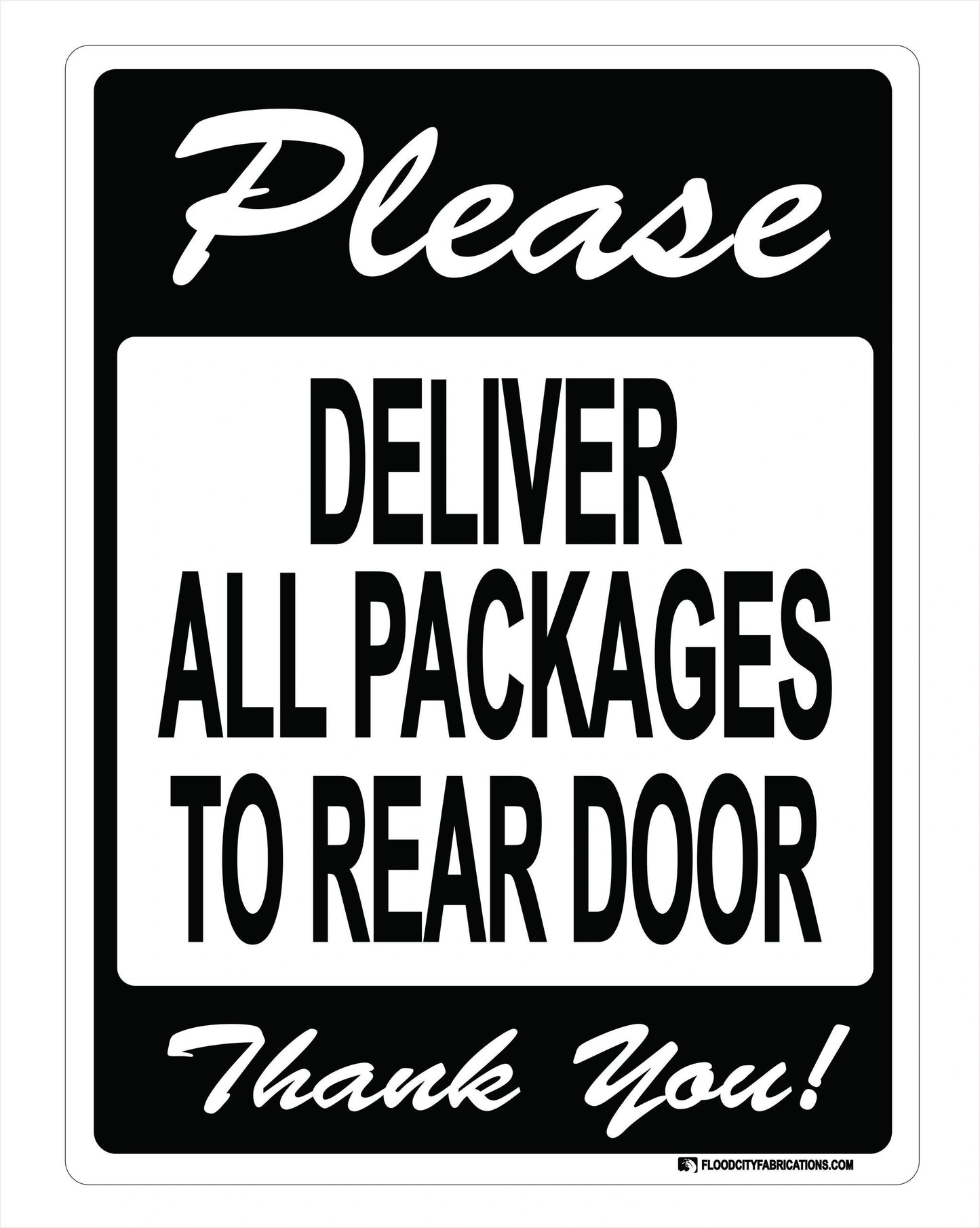 Please Deliver All Packages To Rear Door Sign for – alternate product view