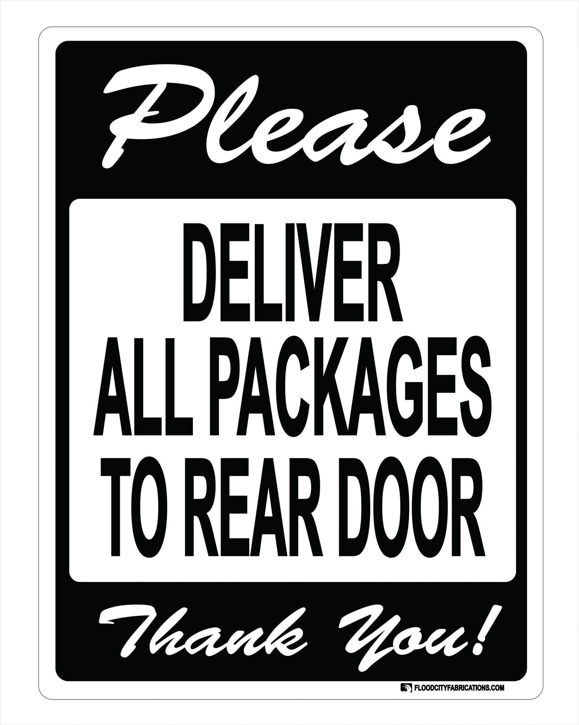 Please Deliver All Packages To Rear Door Sign for – alternate product view