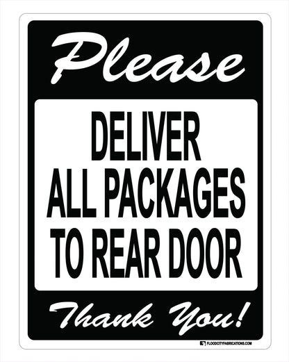 Please Deliver All Packages To Rear Door Sign for – alternate product view
