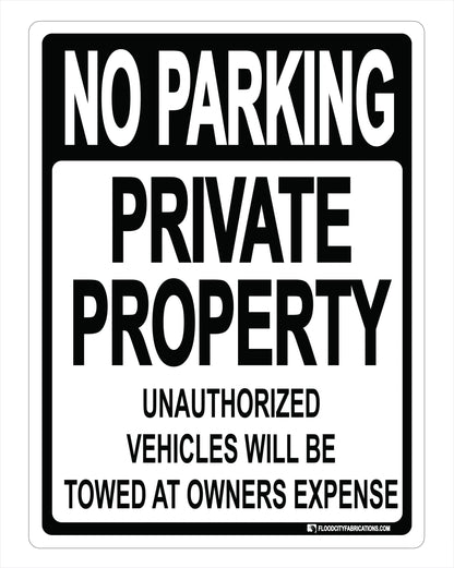 No Parking Private Property Sign Unauthorized Vehicles Will – alternate product view