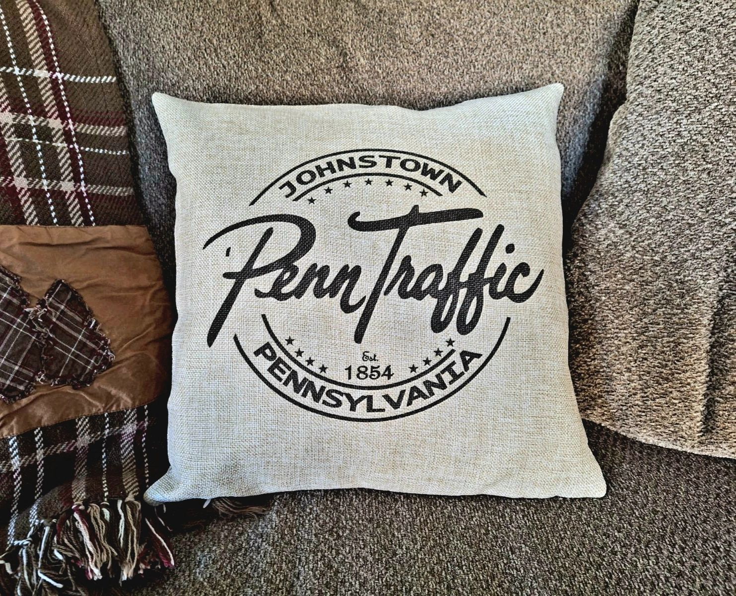Penn Traffic 16" Pillow by Flood City Fabrications