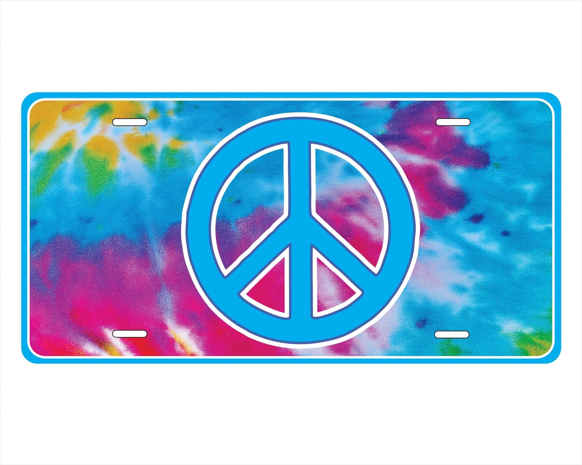 Peace Sign Tie Dye Hippy Trippy auto tag car License Plate by Flood City Fabrications