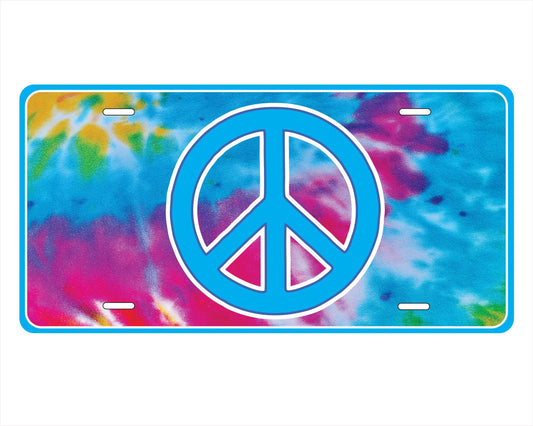 Peace Sign Tie Dye Hippy Trippy auto tag car License Plate by Flood City Fabrications