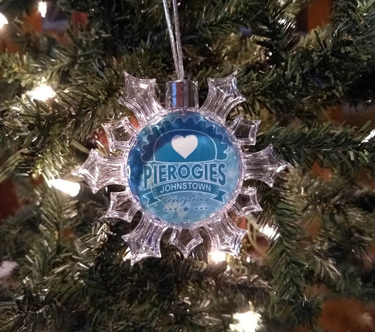 I Love Pierogies Christmas Ornament Johnstown, PA by Flood City Fabrications