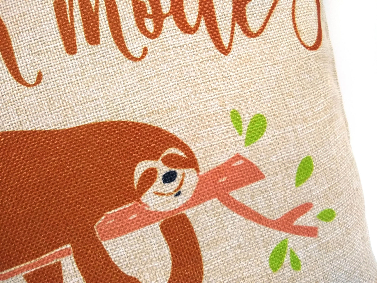 Sloth Mode Activated Pillow 15" Faux Burlap – alternate product view