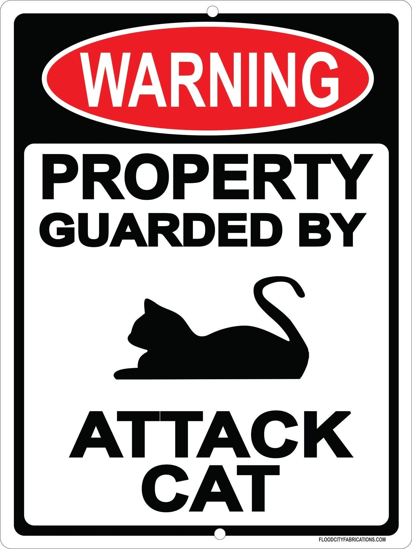 Warning Property Guarded by Attack Cat Sign 9x12 Metal – alternate product view