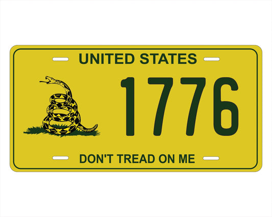 Don't Tread On Me 1776 Gadsden Flag United License Plate by Flood City Fabrications