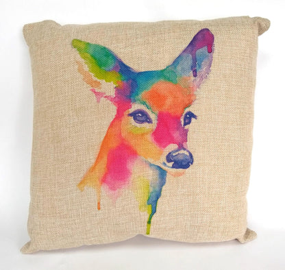 Water Color Deer Pillow by Flood City Fabrications
