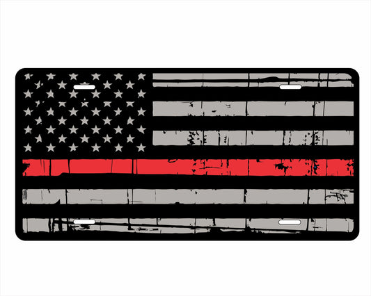 Thin Red Line Auto Tag Firefighter Fireman License Plate by Flood City Fabrications