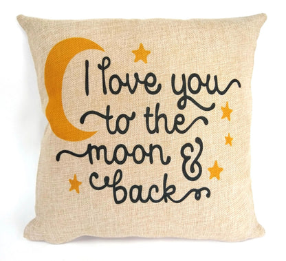 I Love You To the Moon and Back Pillow by Flood City Fabrications