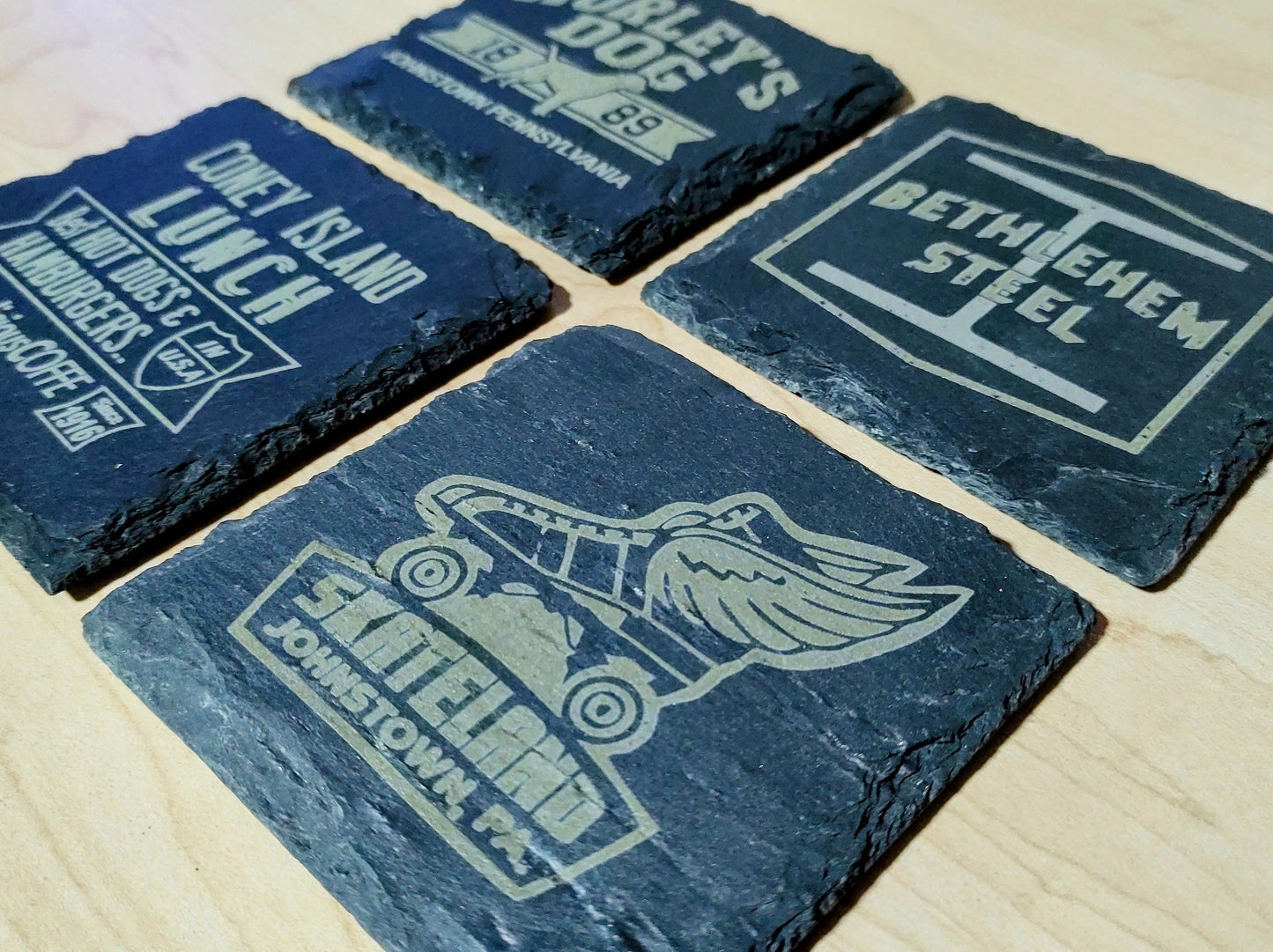 Johnstown PA Slate Coaster Set by Flood City Fabrications