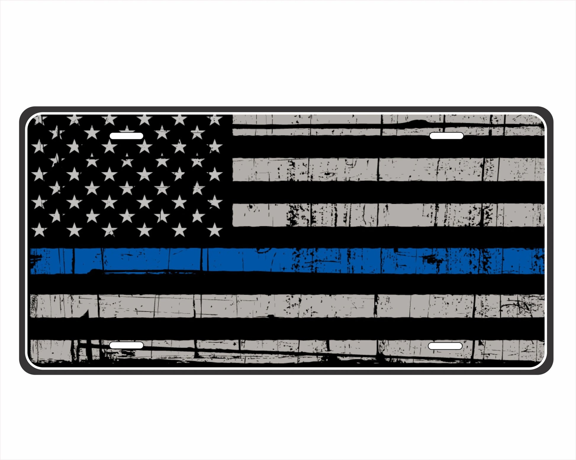 Thin Blue Line Auto Tag Police Law License Plate by Flood City Fabrications