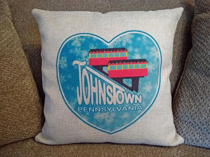 Johnstown PA Inclined Plane Christmas Heart Pillow – alternate product view