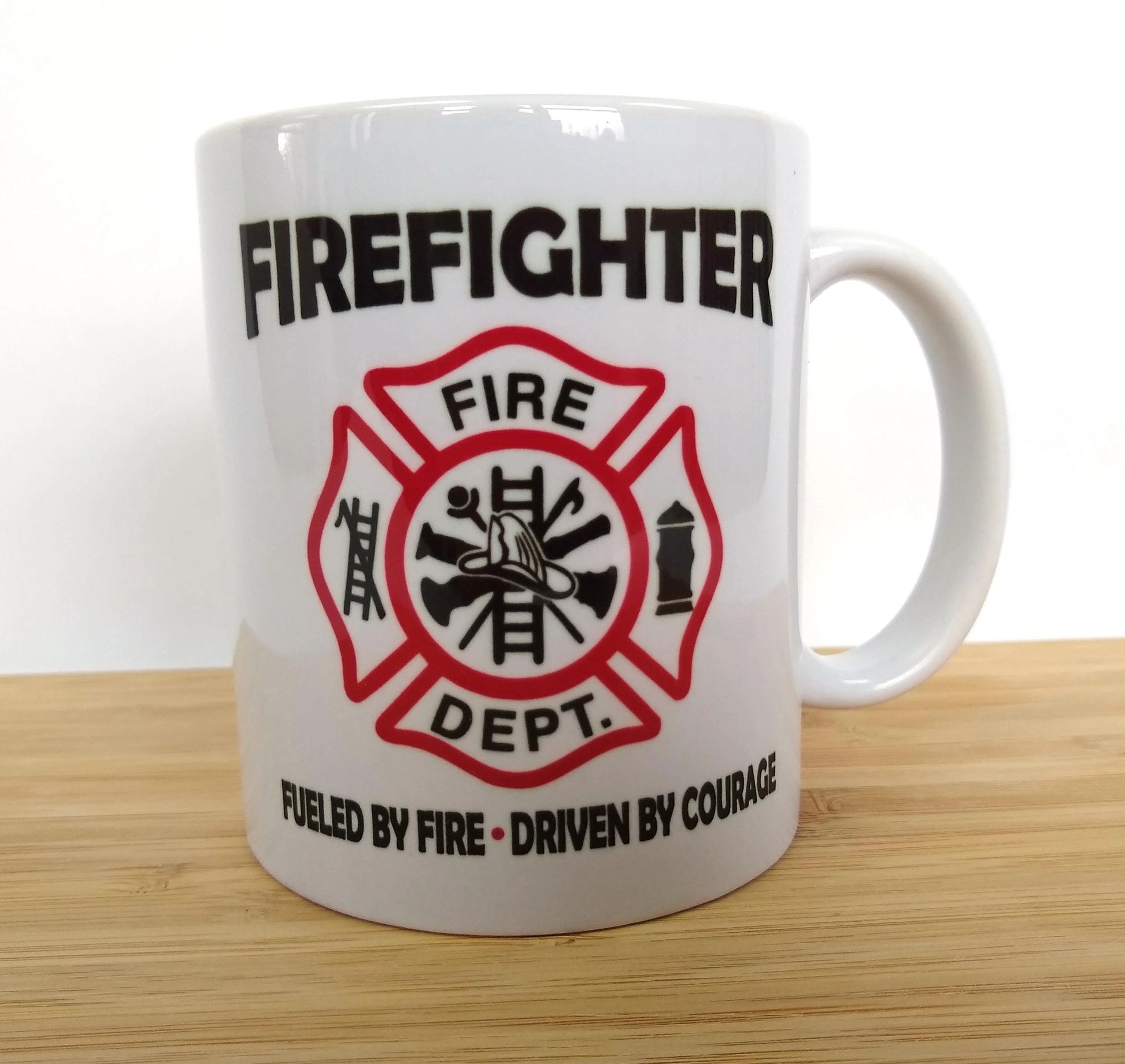 Firefighter Coffee Mug Fueled By Fire Driven By Courage by Flood City Fabrications