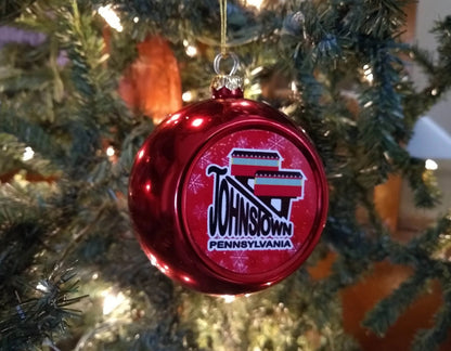 Inclined Plane Christmas Ornament Red Ball Johnstown, PA by Flood City Fabrications