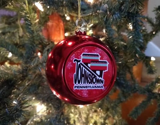 Inclined Plane Christmas Ornament Red Ball Johnstown, PA by Flood City Fabrications