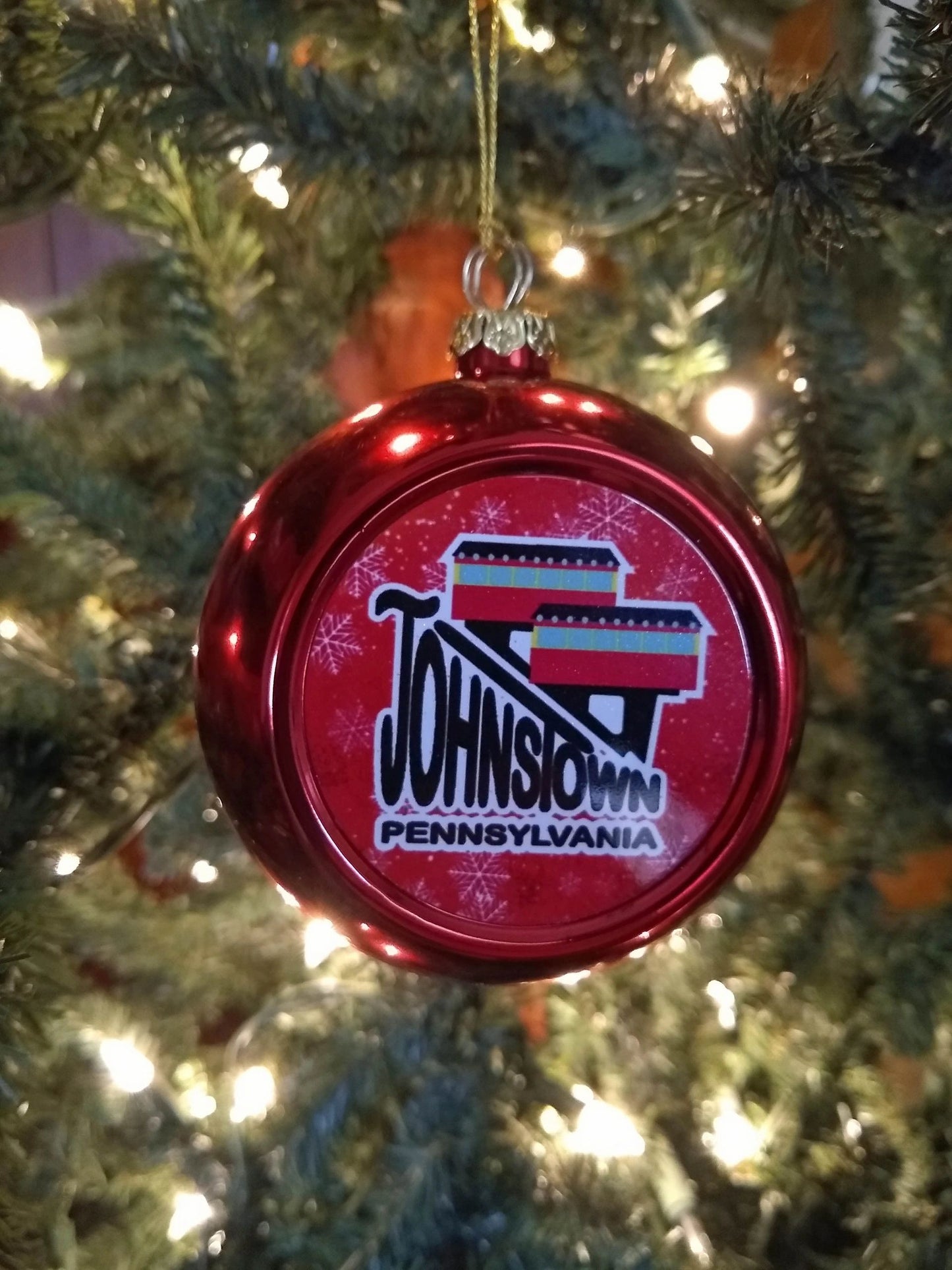 Inclined Plane Christmas Ornament Red Ball Johnstown, PA – alternate product view