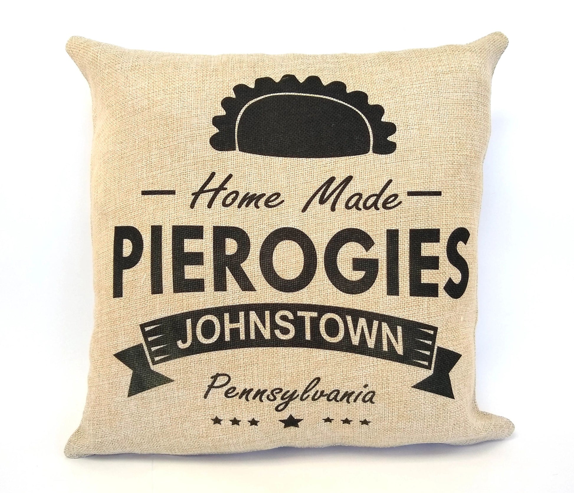 Pierogi Home Made Johnstown Pennsylvania 16" Faux Pillow by Flood City Fabrications